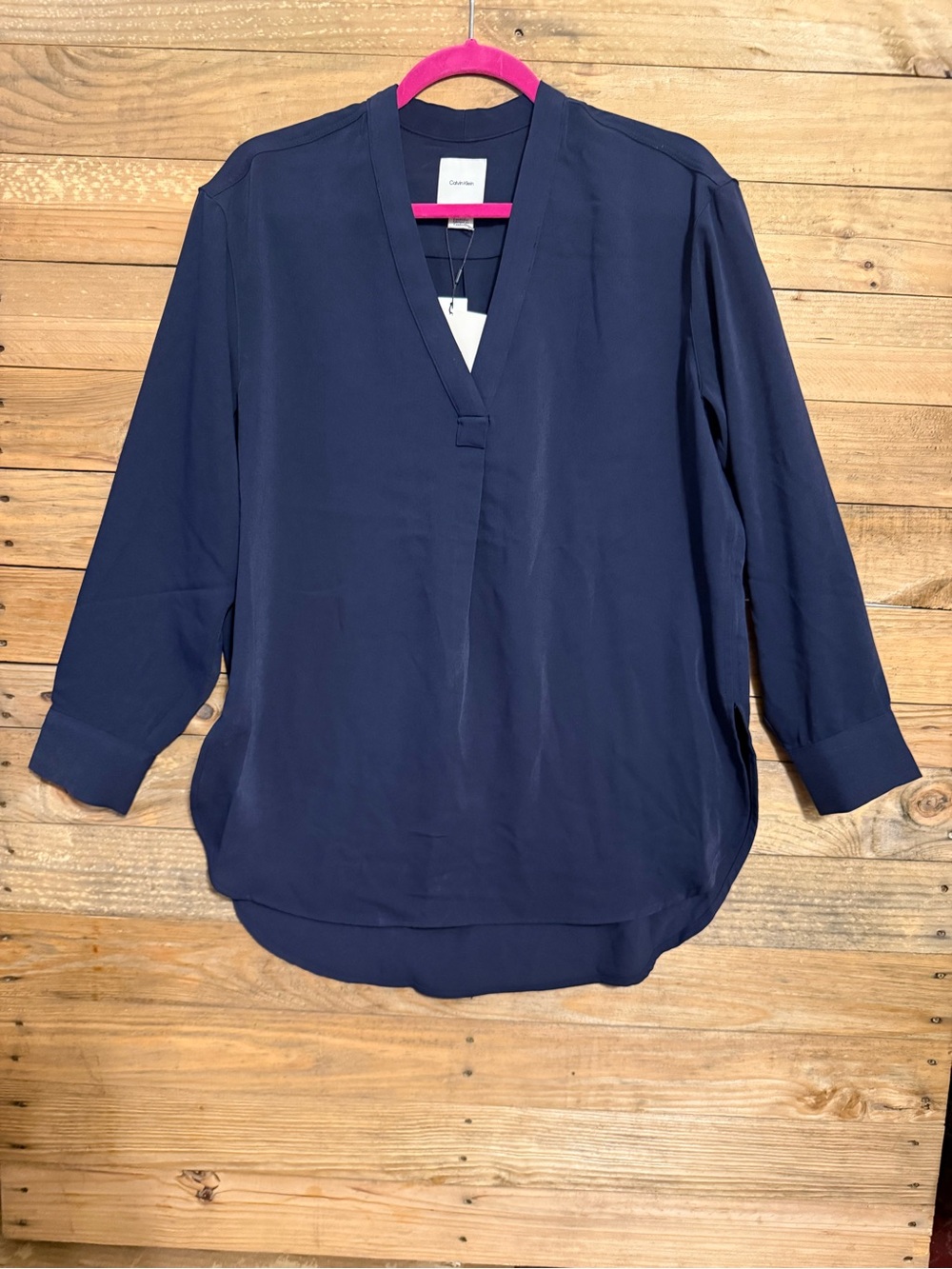 Calvin Klein Deep Navy V-Neck Tunic Blouse